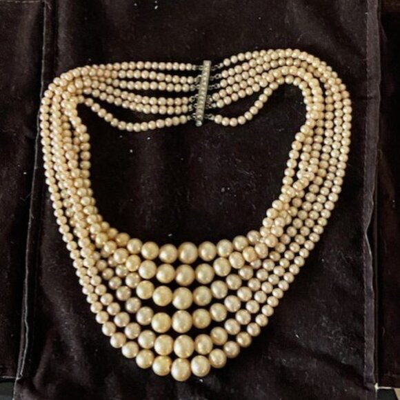 Castlecliff 6 strand faux pearl necklace - Picture 1 of 6